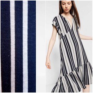 ZARA Navy and Grey Stripe Dress - Sz L